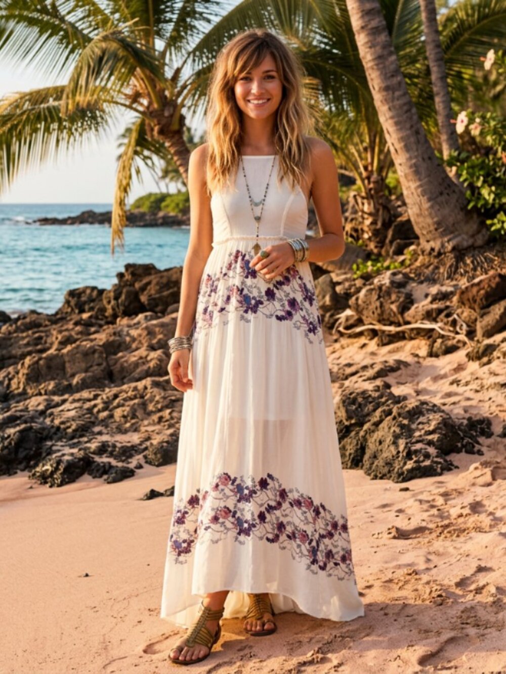 Free People Babydoll Maxi in White Cream Combo cottagecore coquette HTF RARE - Picture 1 of 11